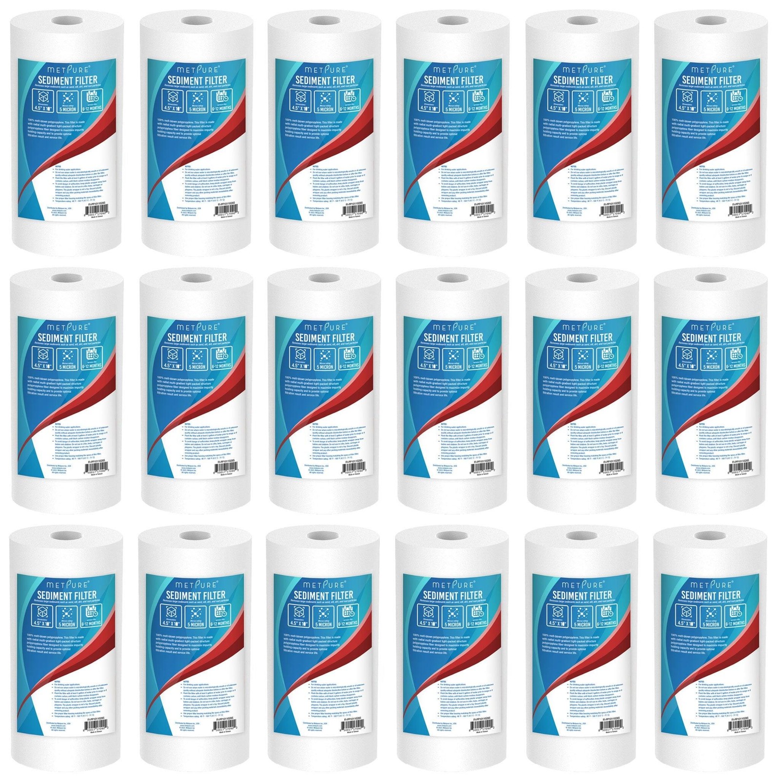 1 to 18 PACK 20″ x 4.5″ Whole House PP Sediment Water Filter Cartridges 5 Micron