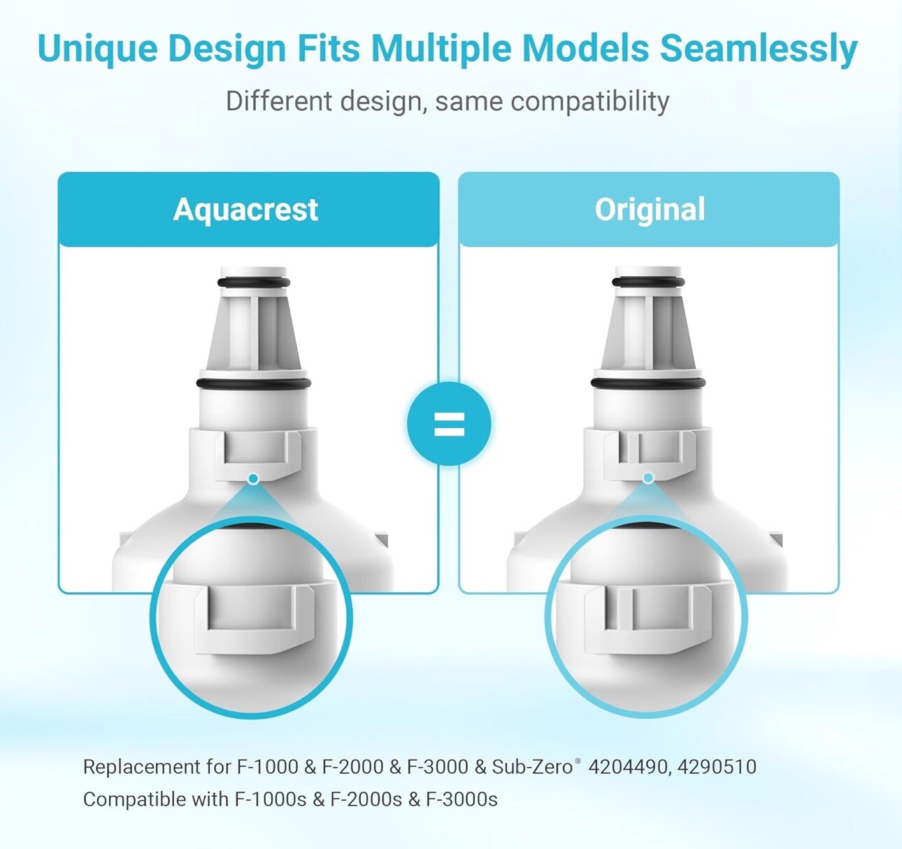 AQUA CREST F-2000, F-1000 Water Filter, Replacement for Sub-Zero 4204490, 429051