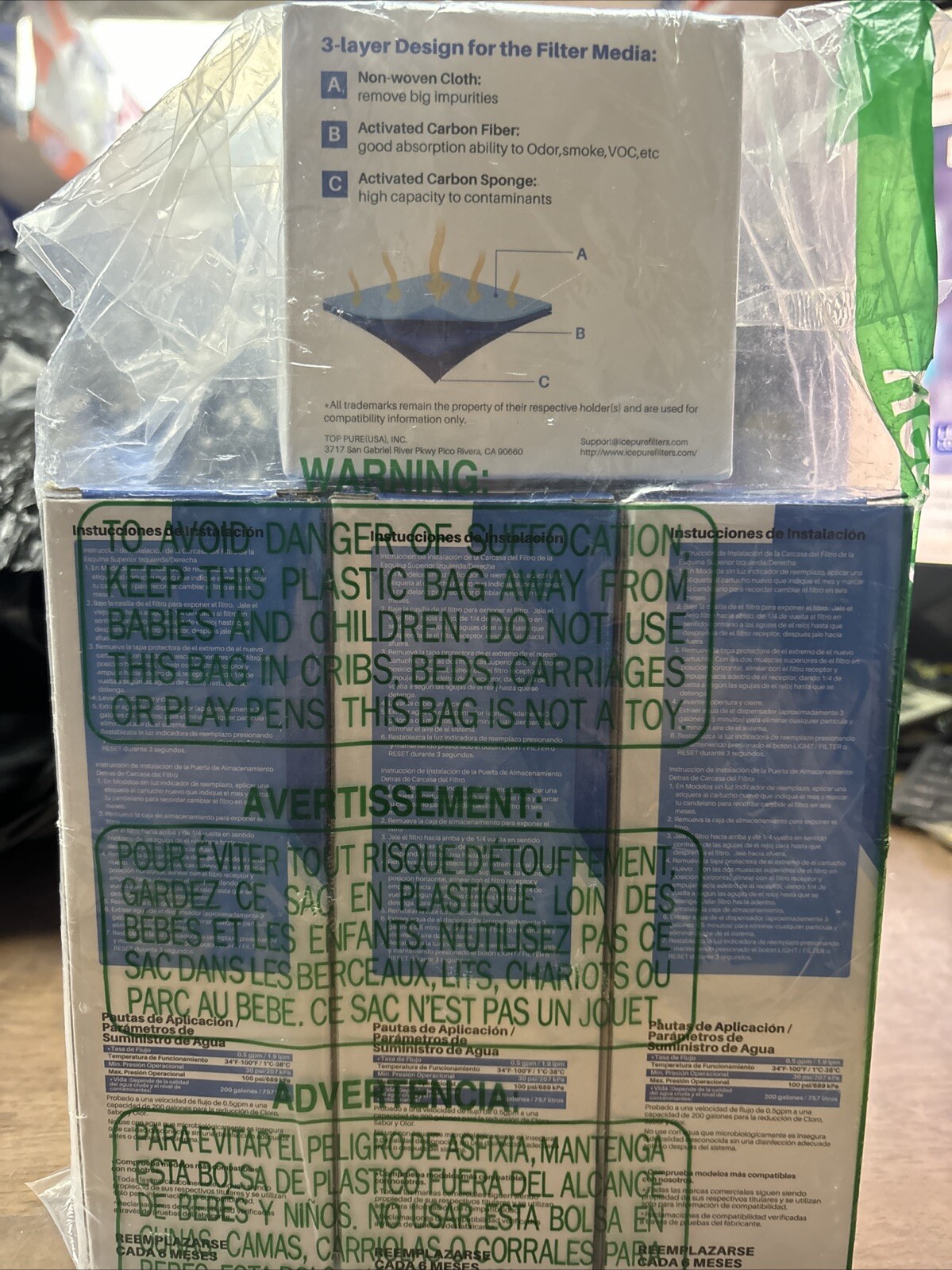 NEW LOT OF 3 ICEPURE RWF4700AC WATER FILTERS & Carbon Filter AF004 (B-11)
