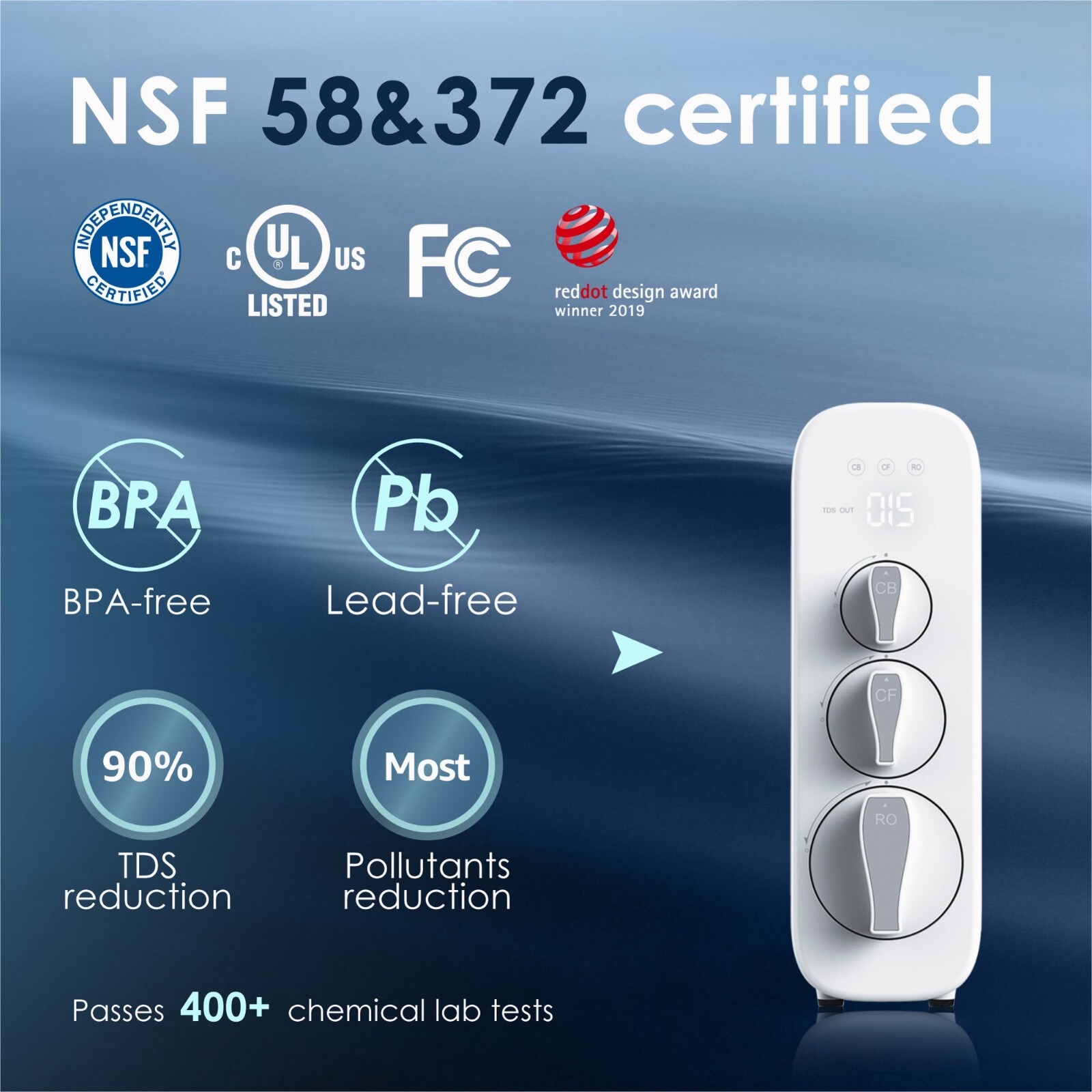 Waterdrop G3 Reverse Osmosis System, NSF Certified, Tankless, Under Sink System