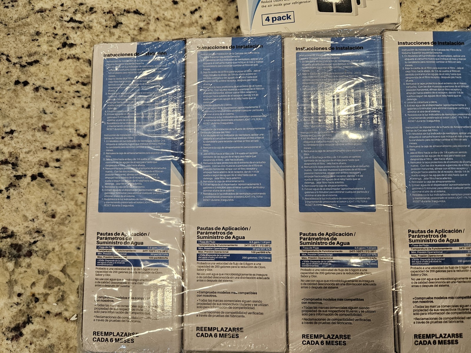 4 Pack Of IcePure Refrigerator Water Filters RWF4700AC & 4 Pack Carbon Air Filte