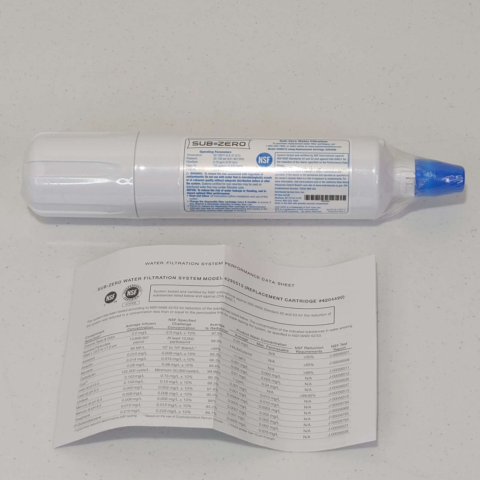 Genuine Sub-Zero Refrigerator Water Filter 4204490