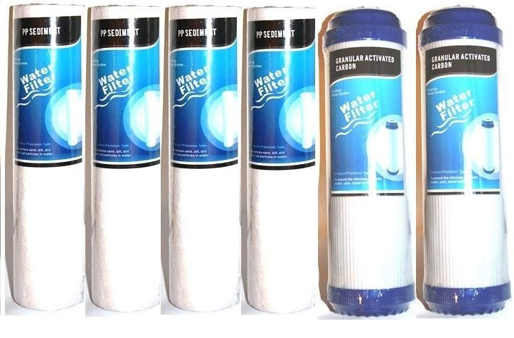 Standard 10″x2.5″ Refill Cartridge Kit (6 pcs) for Two Stage Water Filter System