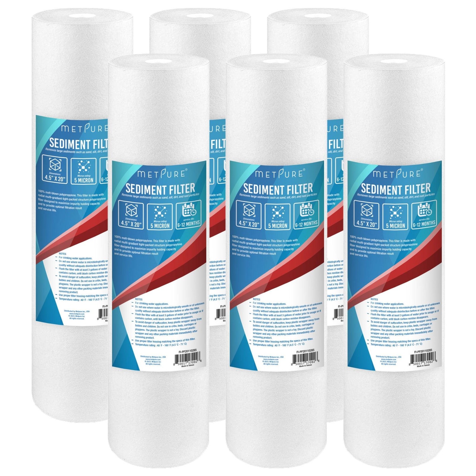 1 to 18 PACK 20″ x 4.5″ Whole House PP Sediment Water Filter Cartridges 5 Micron
