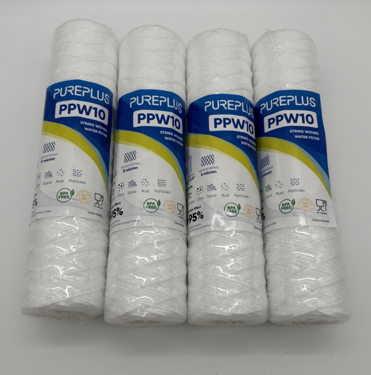 PurePlus PPW10-05 5 Micron 10×2.5 Sediment Water Filter Cartridge 4 Pack New