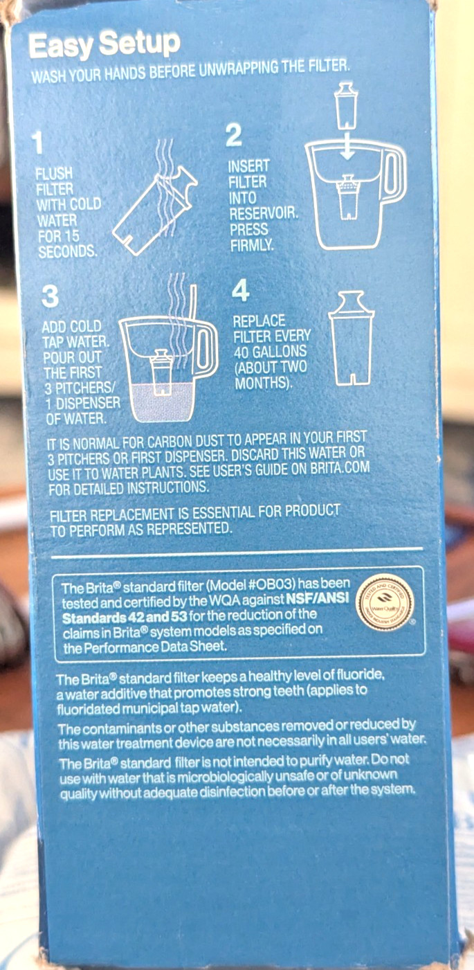 4 Brita water pitcher refill water filters for Brita factory sealed New #OB03