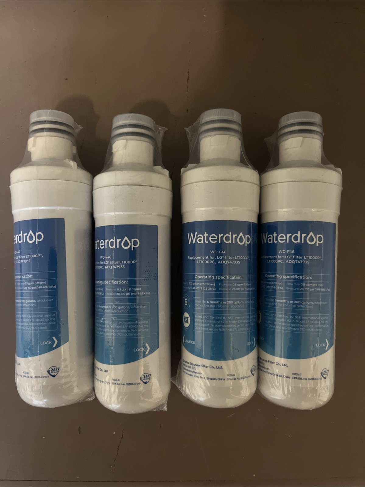 waterdrop water filter Wd-f46 4 Pack For LG Filter Lt1000p, Lt1000pc, Adq747935