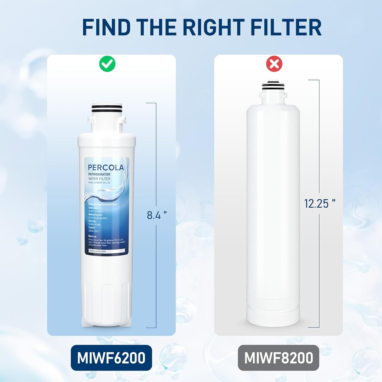 0.5 Micron Water Filters – Reduces Chlorine, Fits Multiple Fridge Models