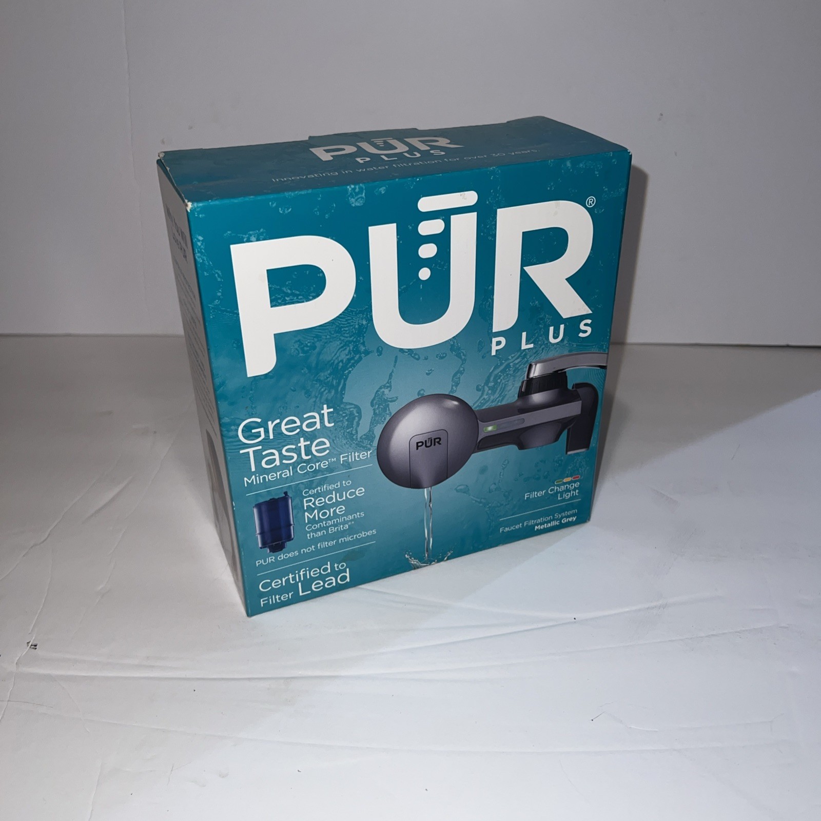 PUR PLUS Mineral Core Faucet Mt Water Filtration System Metallic Gray W/ Filter