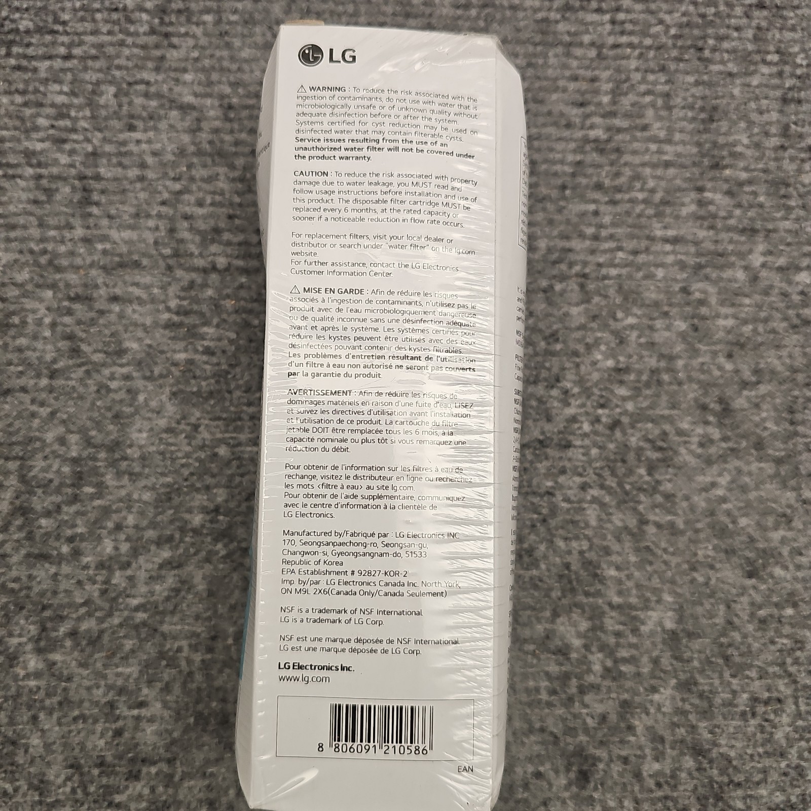 LG Refrigerator Water Ice Filter LT1000P LT1000PC LT1000PCS ADQ747935 Sealed