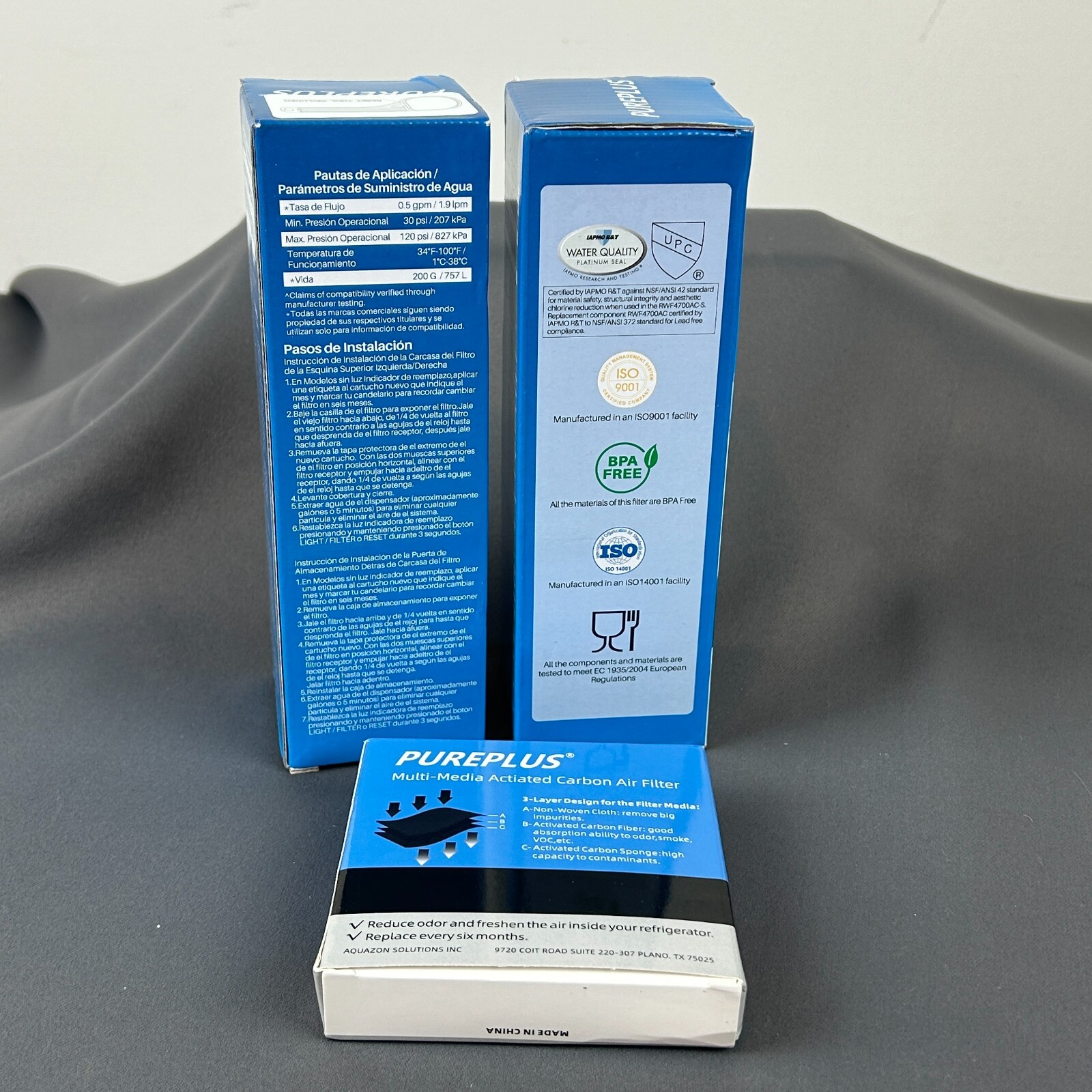 PurePlus RWF4700AC Water Filter 2 Pack And AF004 Carbon Air Filter 3 Pack
