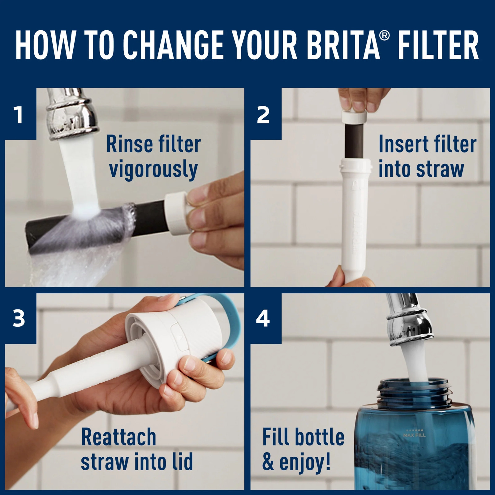 Premium Water Bottle Filter Replacements, 3 Count