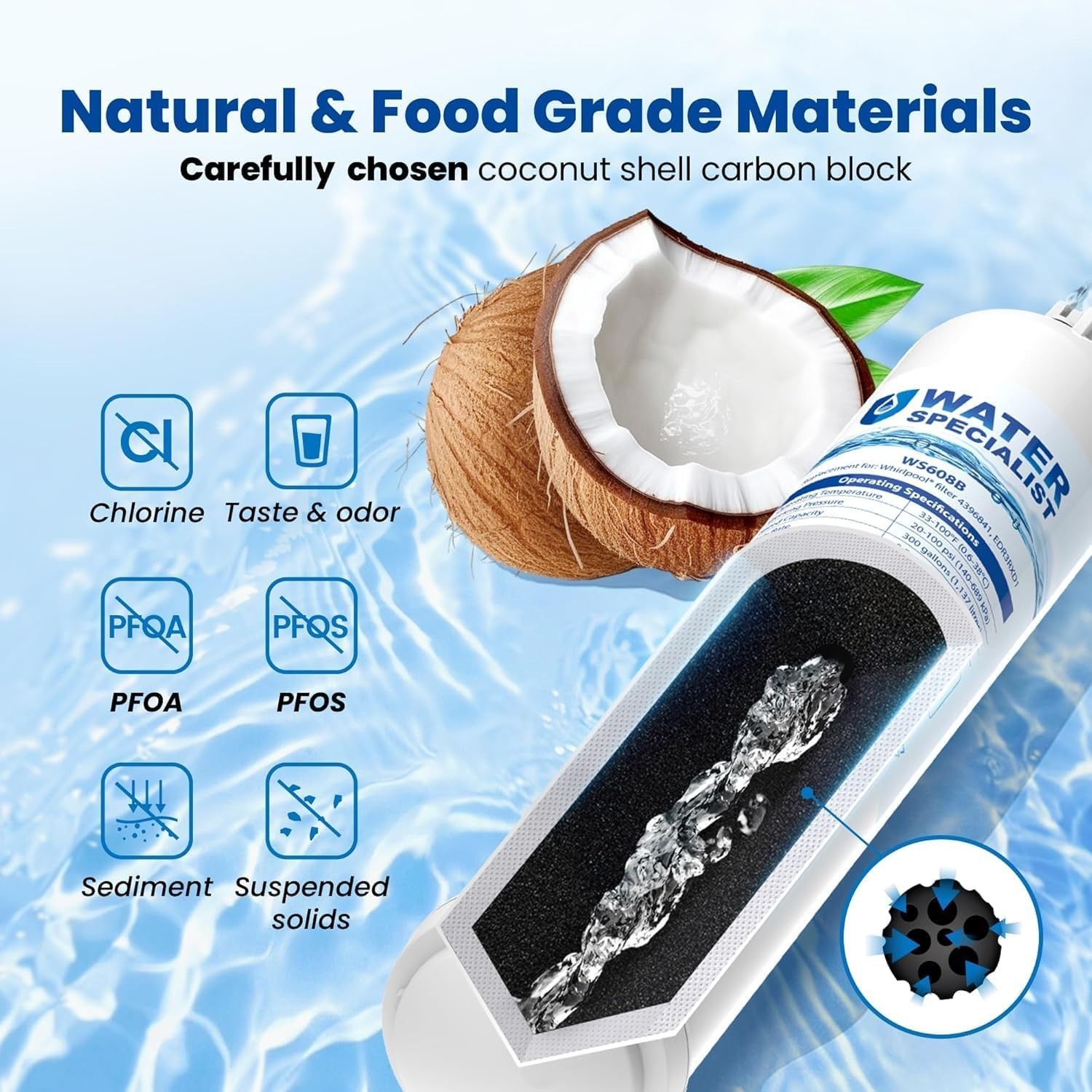 Fast-Flow NSF Certified Refrigerator Water Filters, 2 Count for Superior Taste