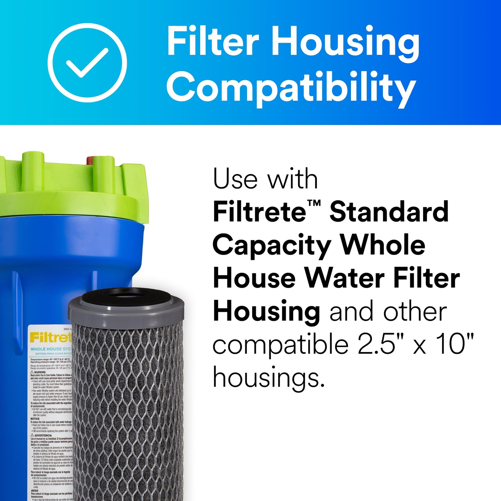 3WH-STDCW-F02 Water Filter Housings, 2 Count (Pack of 1), Gray