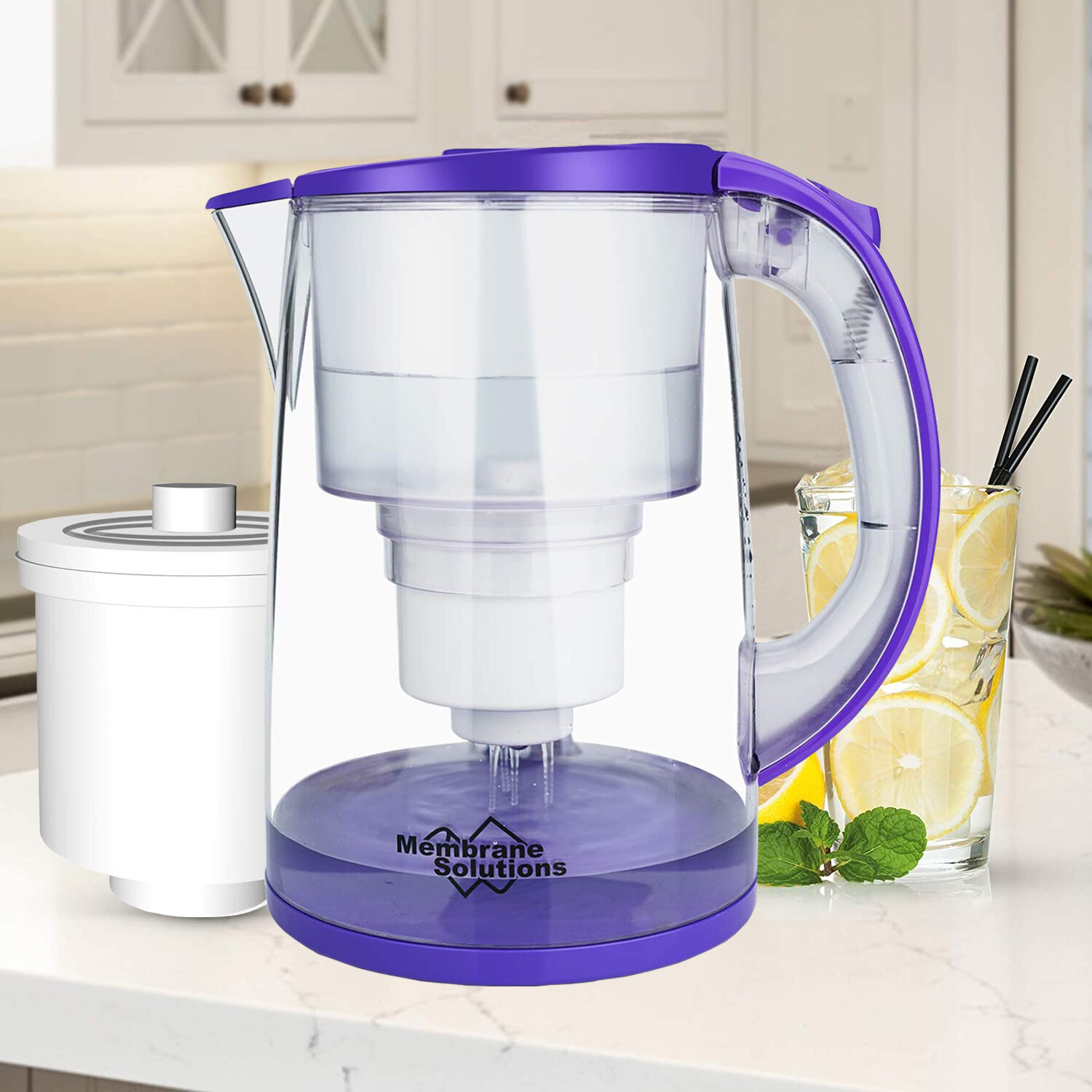 DP05 Water Filter Pitcher w/Filter,Long-Lasting 200gallons,Filtration Jug 12-Cup