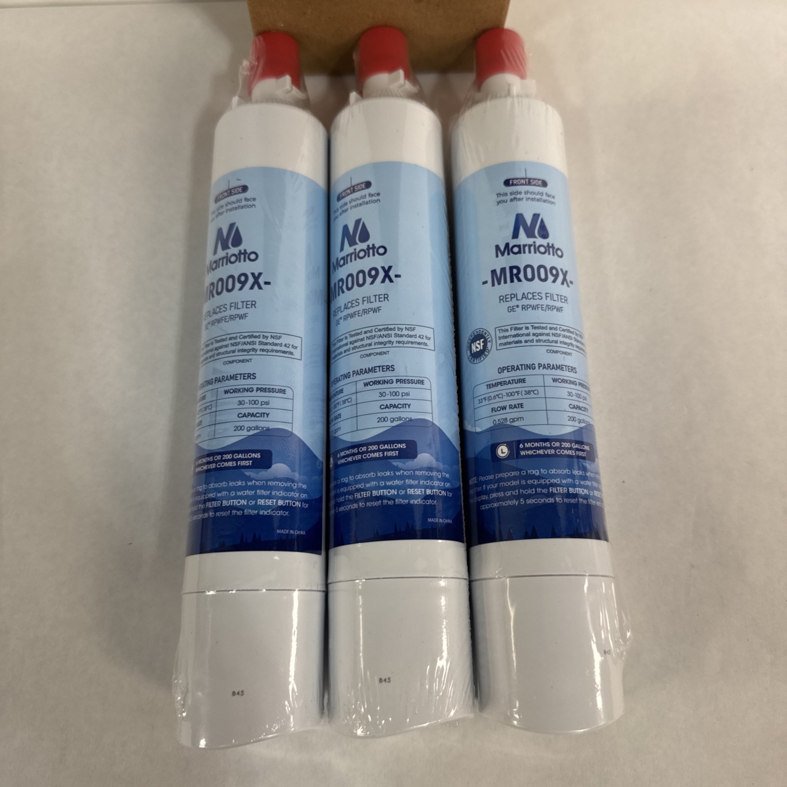 3 Marriotto MR009X Refrigerator Water Filter Replacement Sealed GE RPWFE w/ Chip