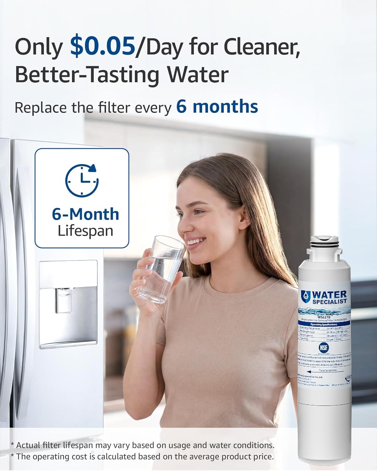 Waterspecialist Refrigerator Water Filter,Replacement for Samsung DA29-00020B