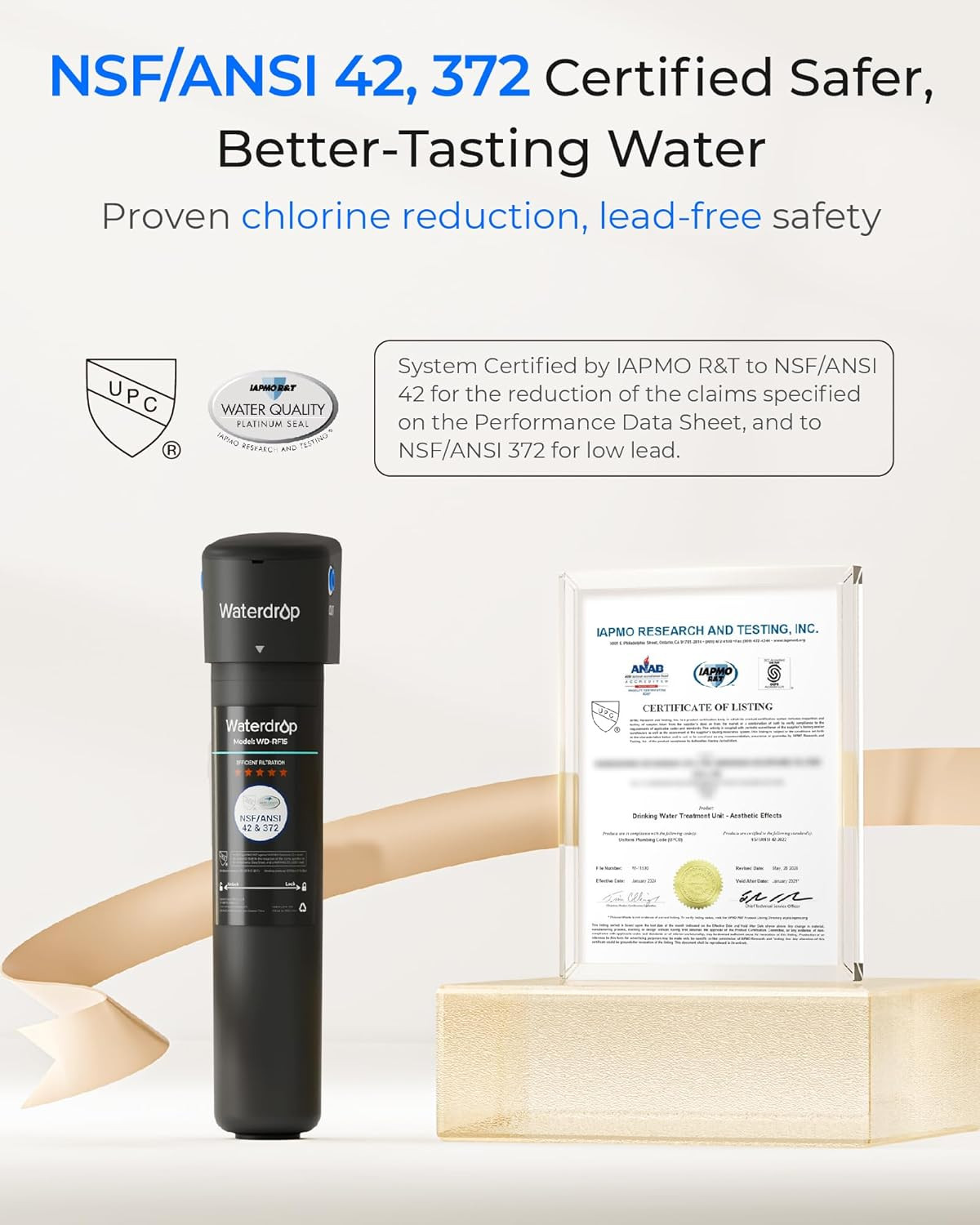 Waterdrop 15UA under Sink Water Filter System, 2 Years, Reduces Lead, Chlorine,