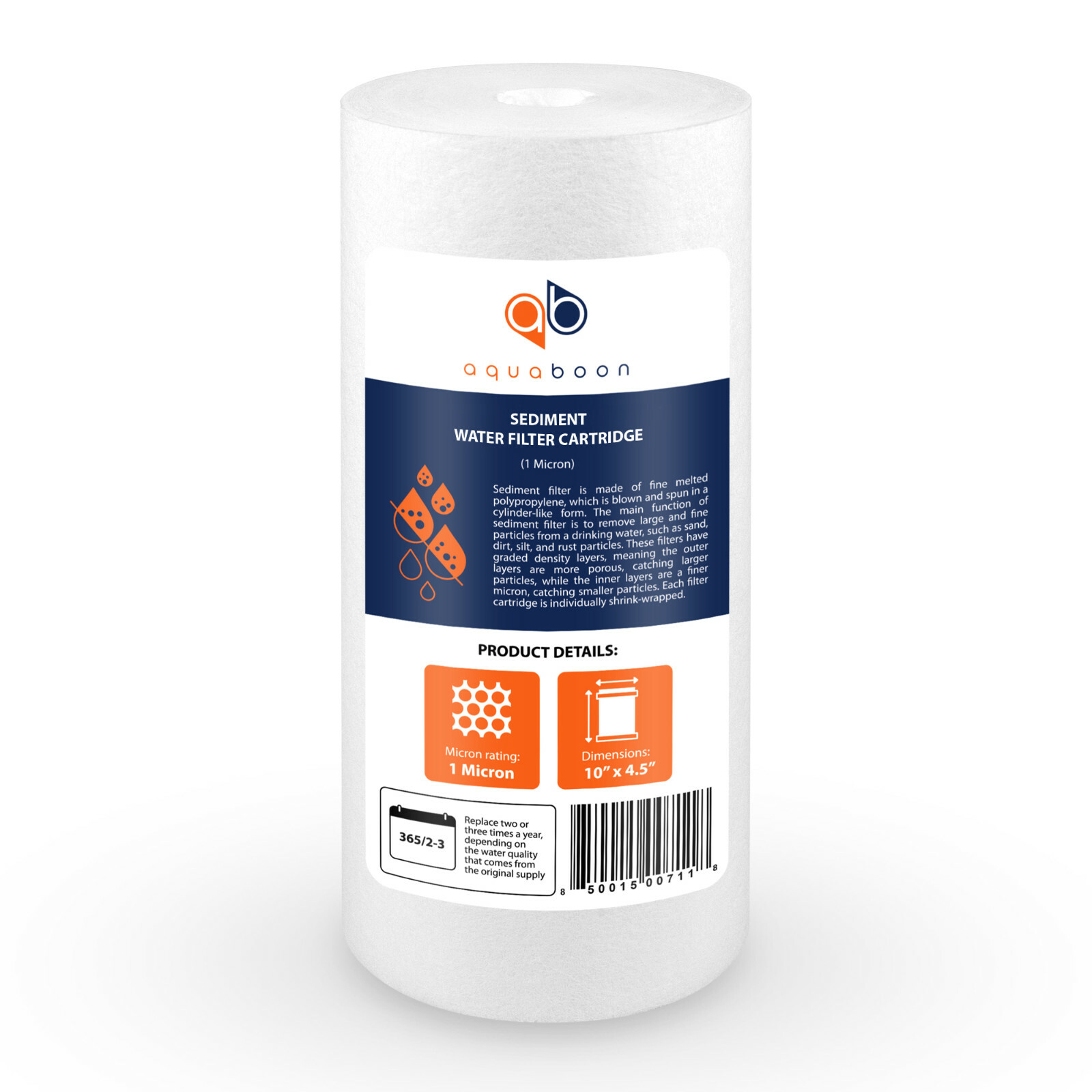 2-PACK of Aquaboon Sediment Water Filter Whole House Big Blue 1 Micron 10″x4.5″