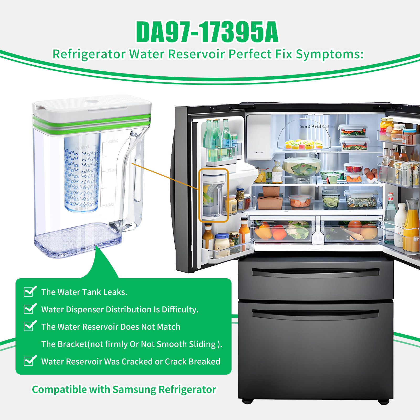 DA97-17395A Upgraded Water Reservoir/Pitcher Fits for Samsung Refrigerator