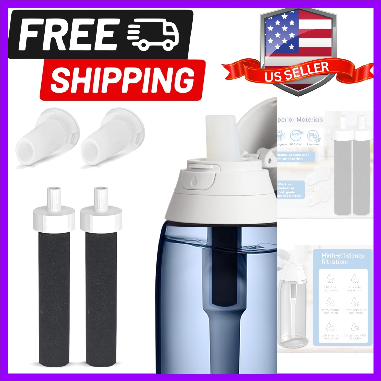 2-in-1 Replacement Kit Compatible with Brita Filter Water Bottles: 2 Filters …