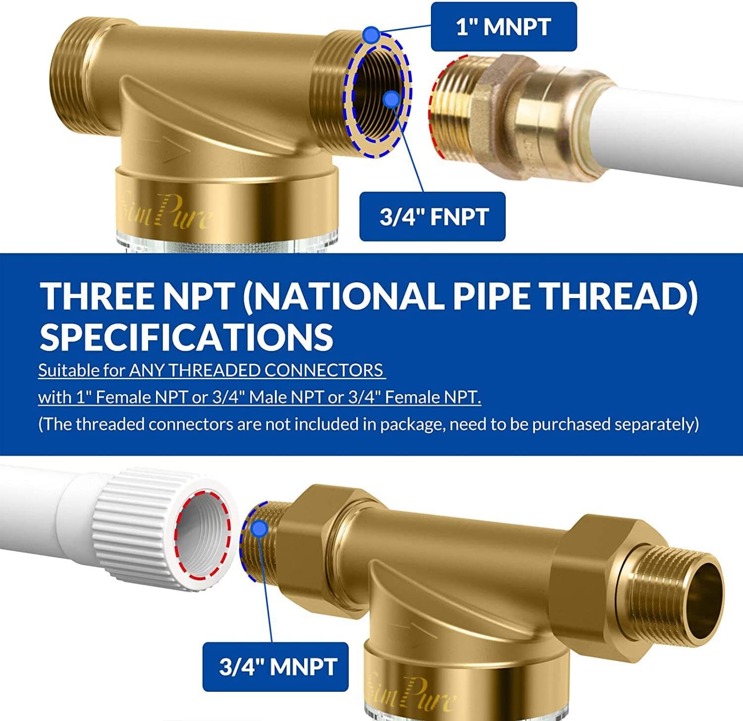 10″ x4.5″ Big Blue Whole House Water Filter Housing System w/ Sediment Filter