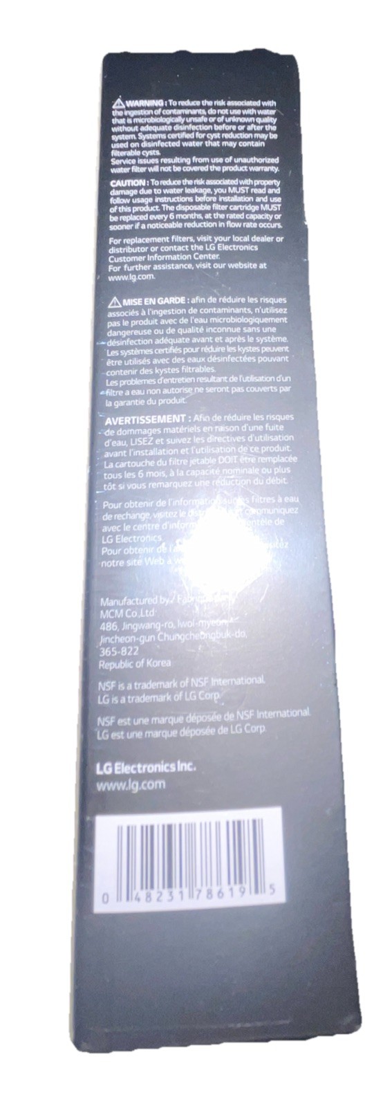 1 PACK LT800P Fit LG LT800P Black Replacement Refrigerator Water Filter New, USA