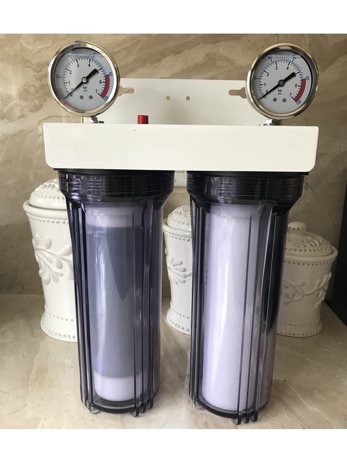 2 Stage 10″ Whole house water filter Sediment Carbon RV.WELL.POOL.BOILER 3/4 In