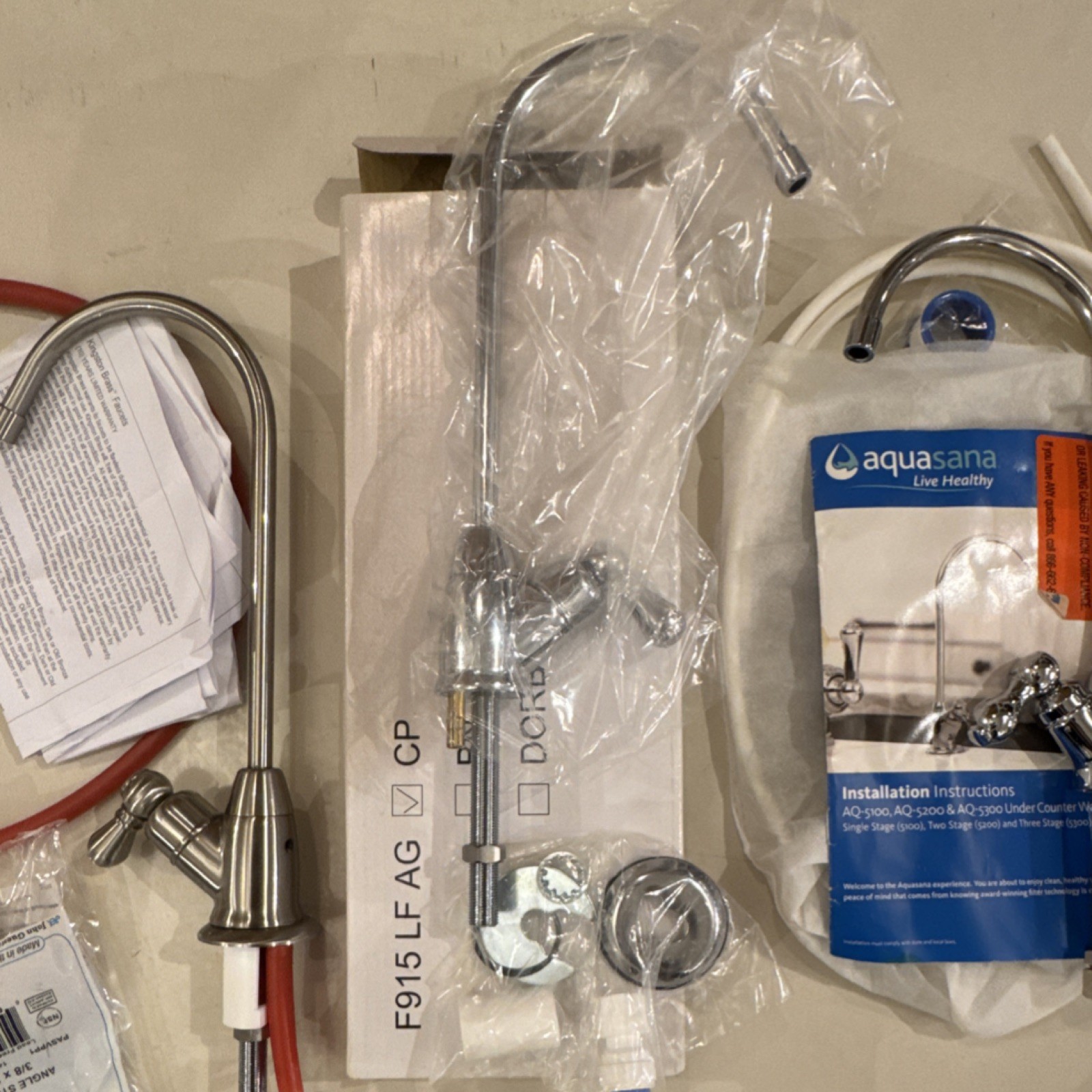 Aquasana 3 Faucet Kit Silver 2 RO 1 UC for AQ-5100, AQ-5200, AQ-5300 F915 LF AG