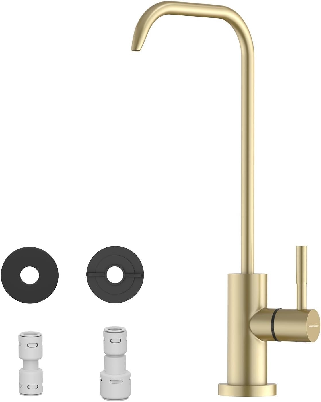 Lead-Free Gold Kitchen Water Filter Faucet | 360° Swivel Gooseneck Design