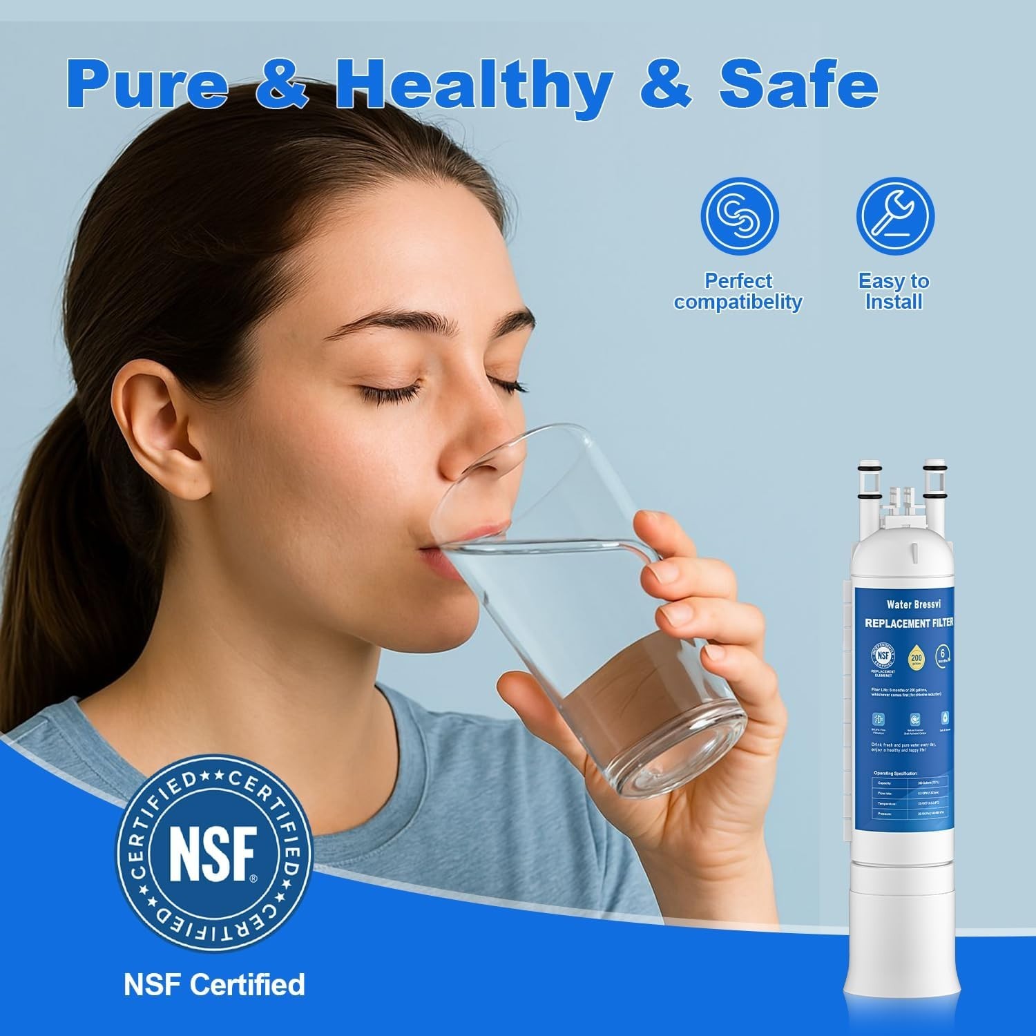 Easy Install, Leak-Free Water Filter Cartridge – 2PCS