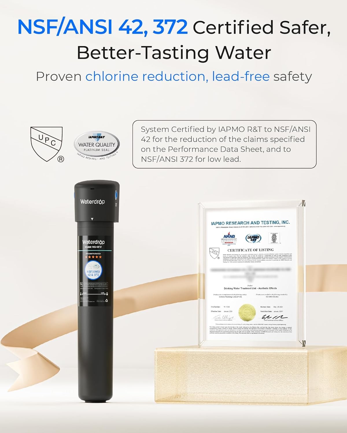 Waterdrop 17UA Under Sink Water Filter System and RF17 Water Filter,Reduces PFAS