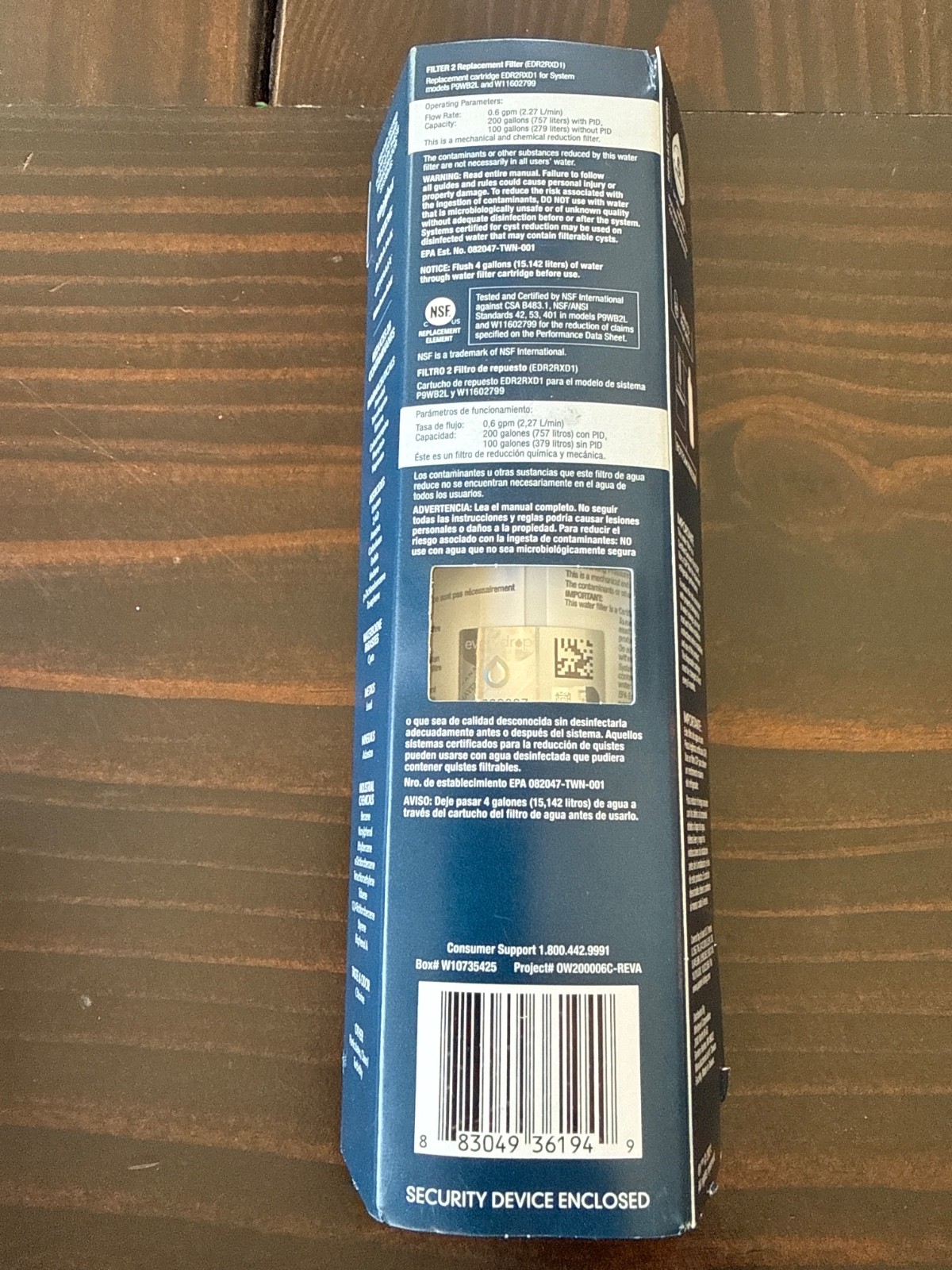 Ice and Water Refrigerator Filter 2 EDR2RXD1 Single NEW
