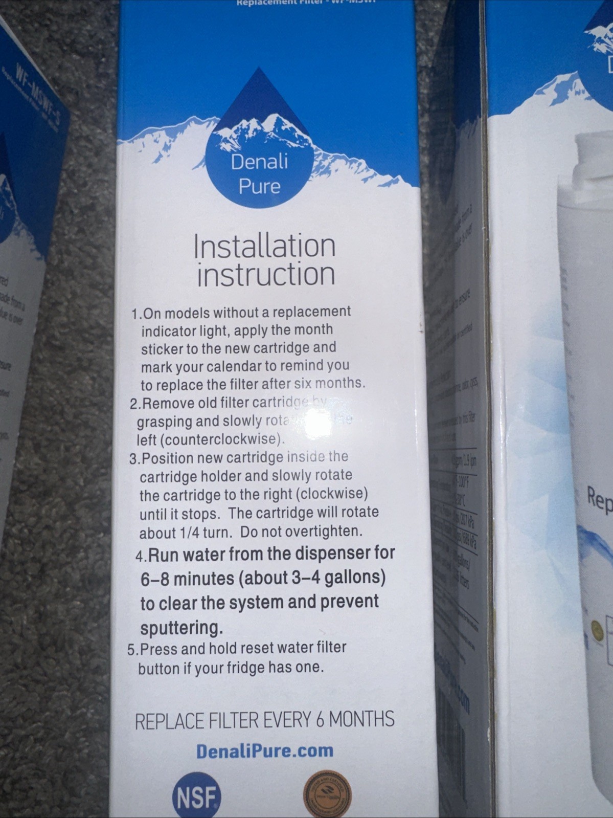 Brand New! Lot of 3 Refrigerator Water Filter Denali Pure WF-MSWF-S