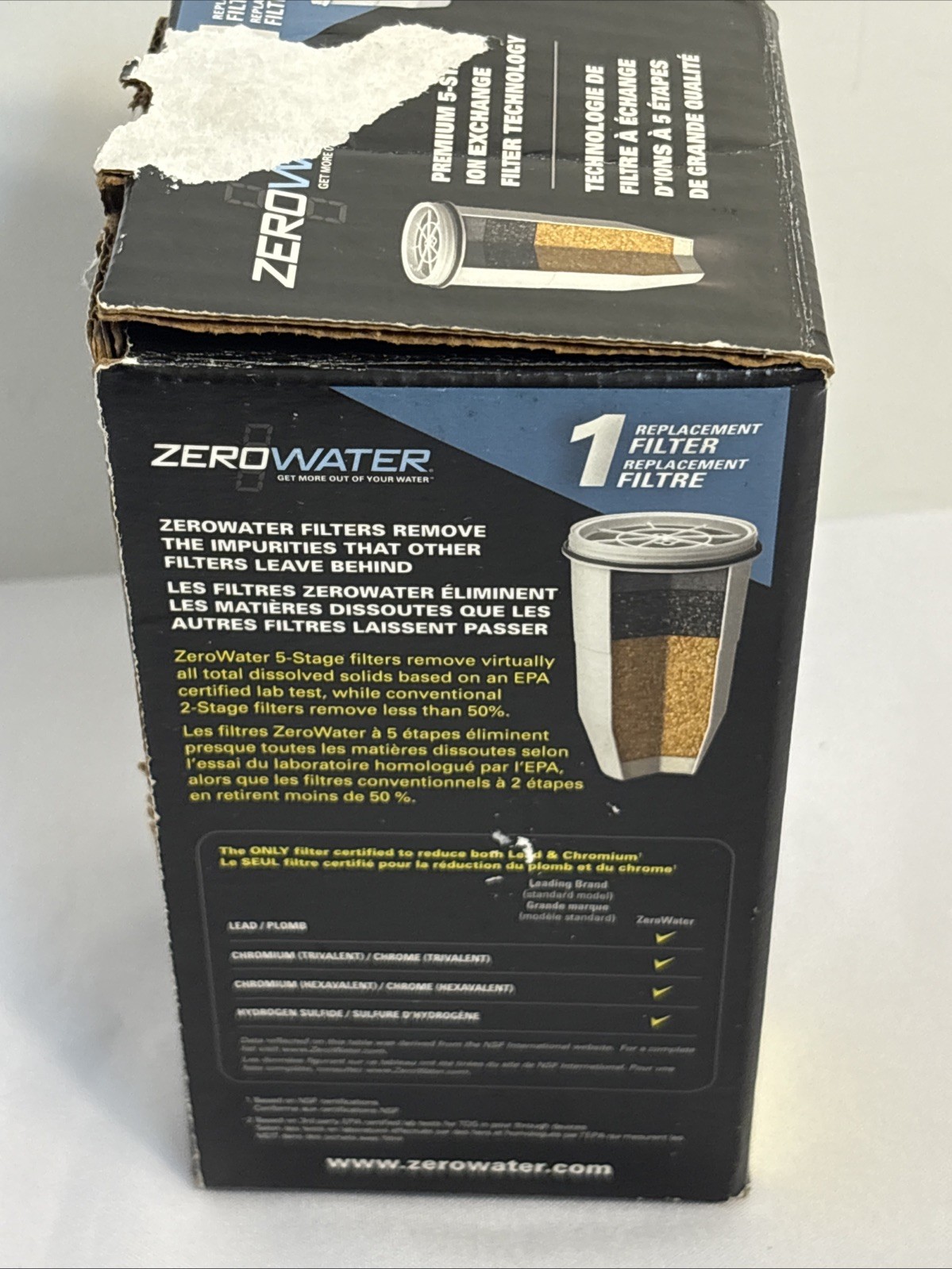 ZeroWater Water Replacement Filter Premium 5-Stage Ion Exchange Tech 1-Pack