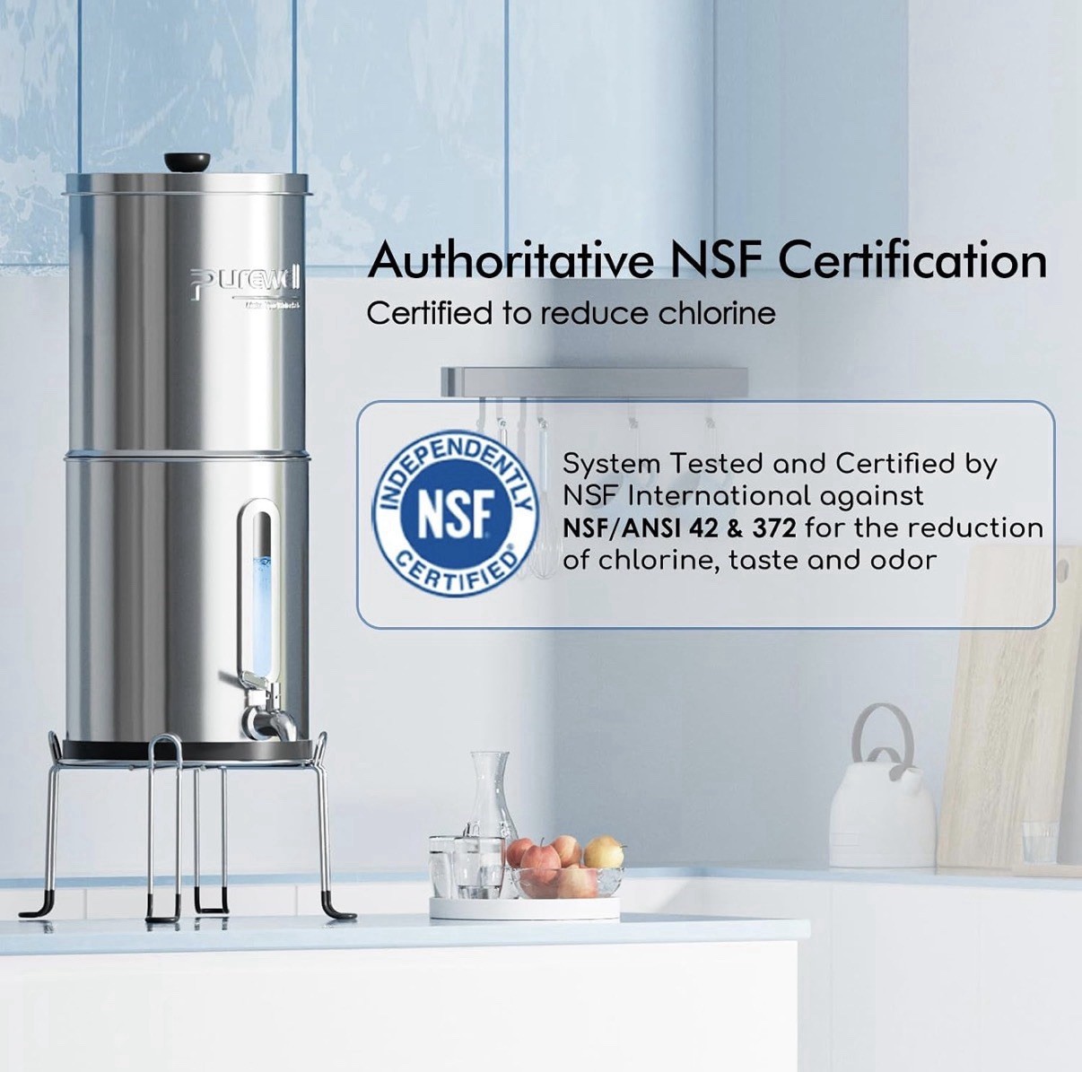Water Filter System Purewell 2.25G Gravity with Water Level Window, 3-Stage 0.01