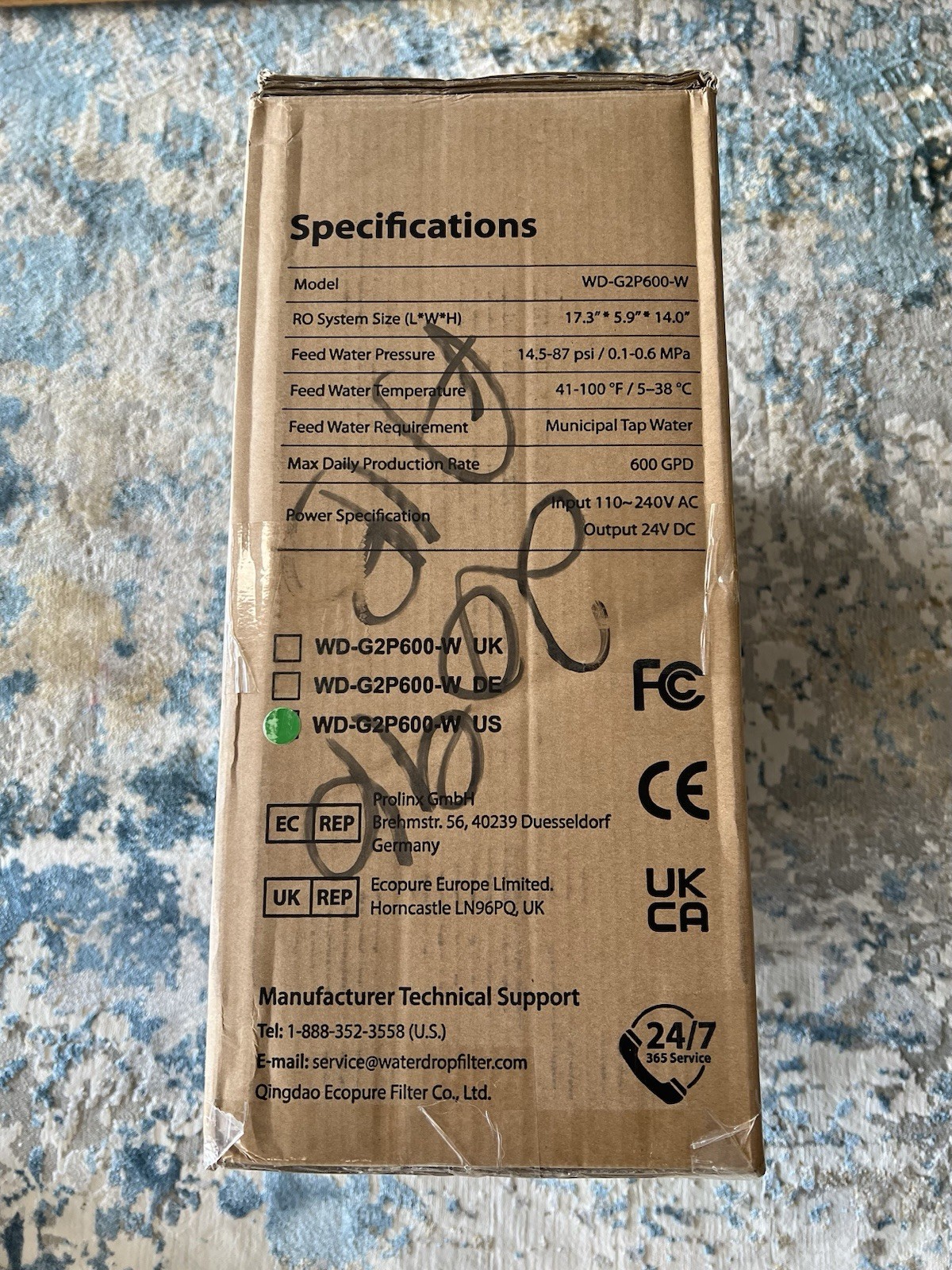 BNIB Waterdrop G2P600 Reverse Osmosis System 600 GPD Tankless RO Water Filter