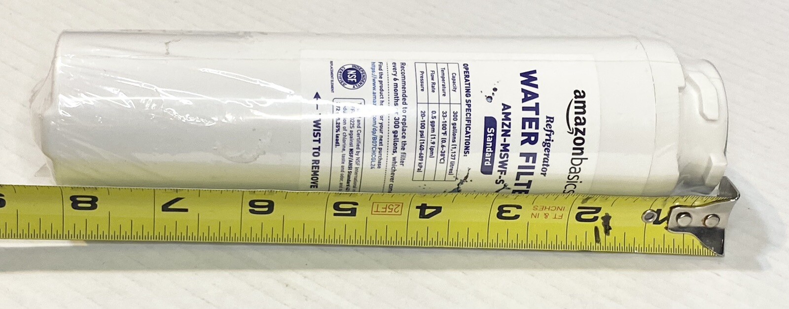 New Refrigerator Water Filter AMZN-MSWF-S Sealed 8.25″ Basic Replacement