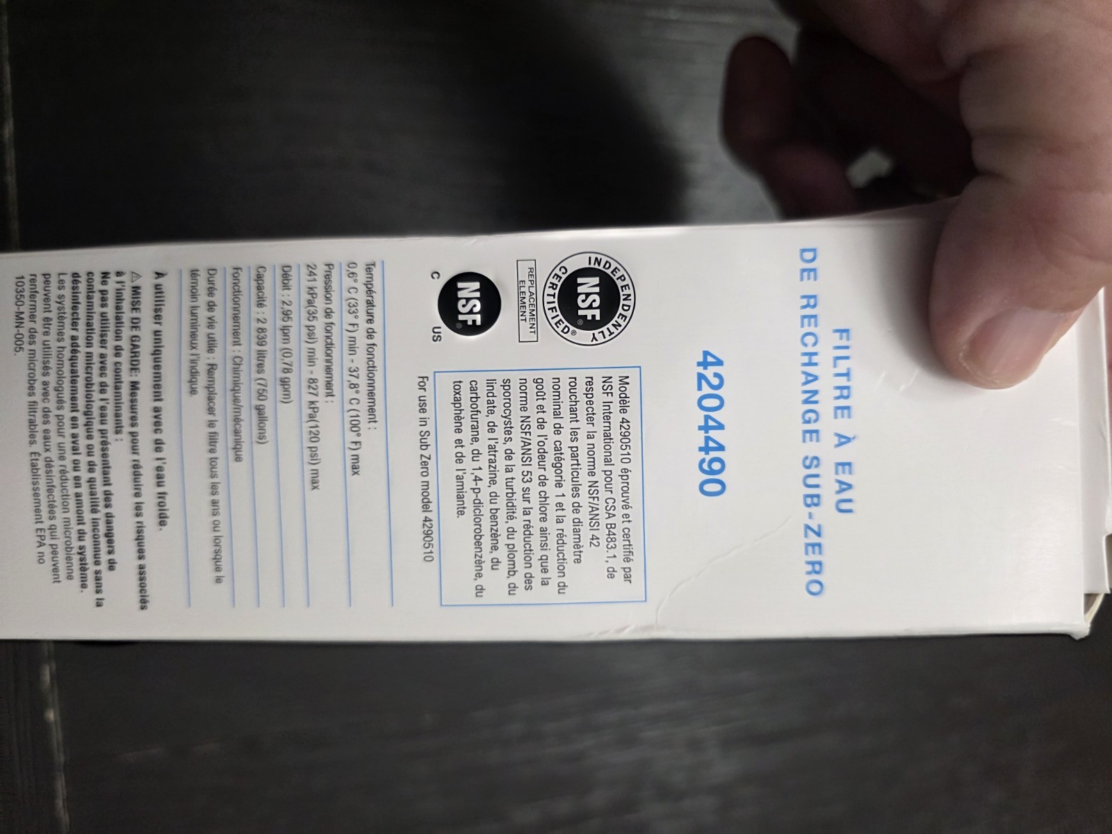Sub-Zero 4204490 Water Filter Replacement Cartridge New In Box. 🔥