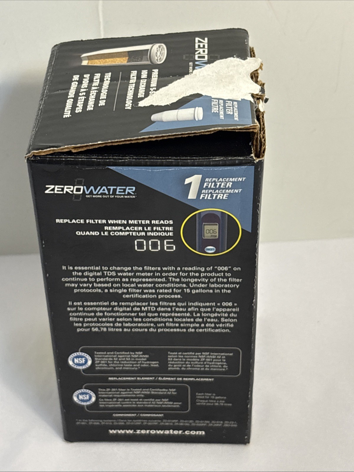 ZeroWater Water Replacement Filter Premium 5-Stage Ion Exchange Tech 1-Pack