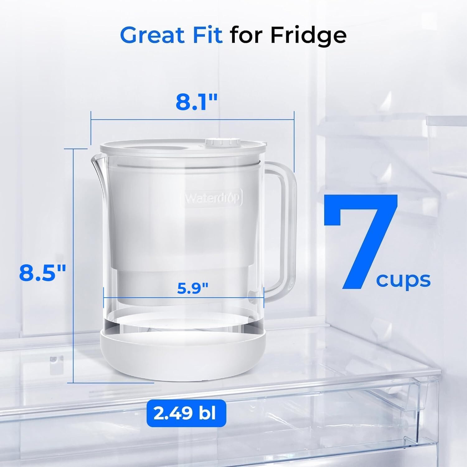 Waterdrop Glass Water Filter Pitcher with 1 Filter, Eco-Friendly