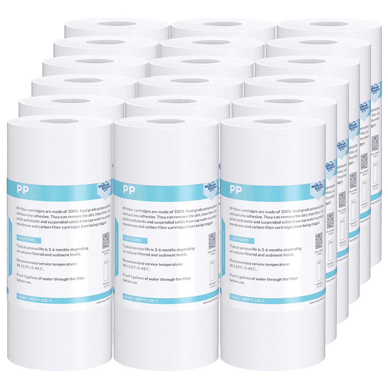 18 Pack 10″x4.5″ 5 Micron Big Blue Sediment Water Filter Replacement Whole House