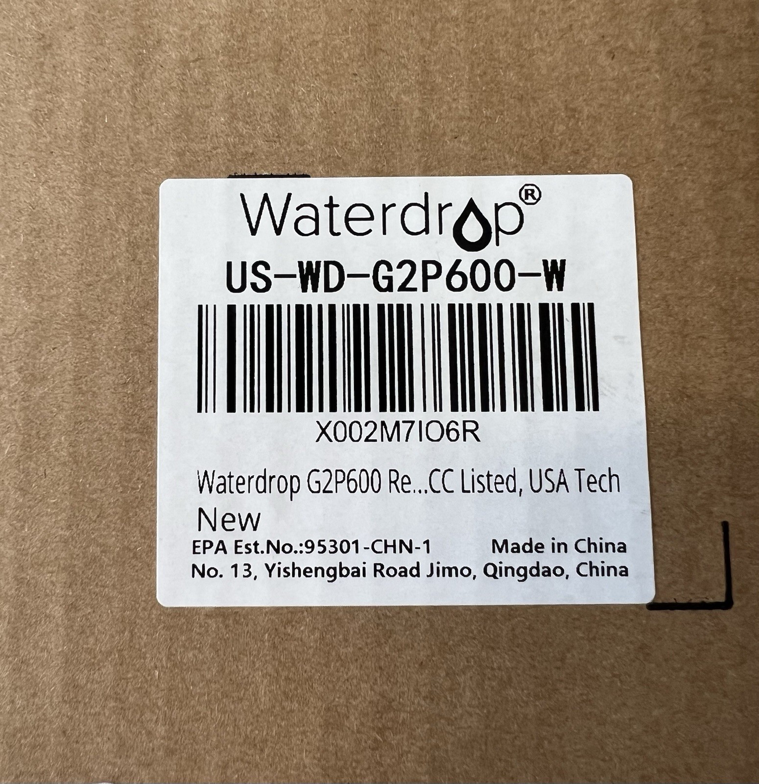 BNIB Waterdrop G2P600 Reverse Osmosis System 600 GPD Tankless RO Water Filter