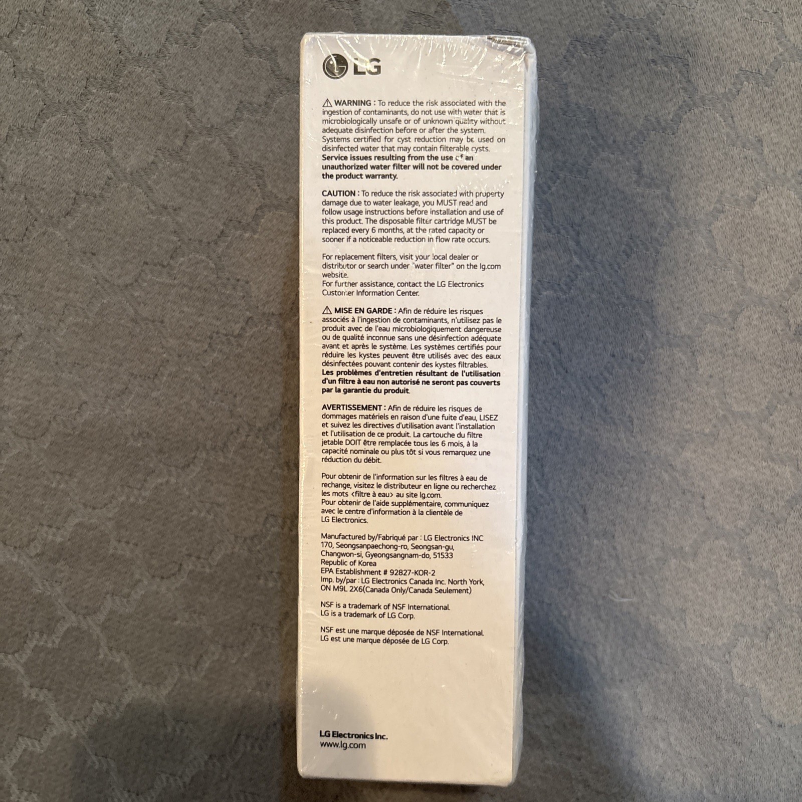 Genuine LG Refrigerator Water Filter ADQ360061
