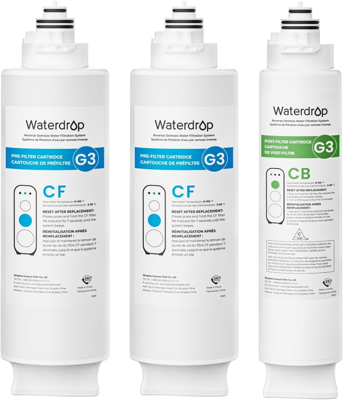 G3-2CFCB Replacement for Reverse Osmosis System 1-Year Combo Pack of 2