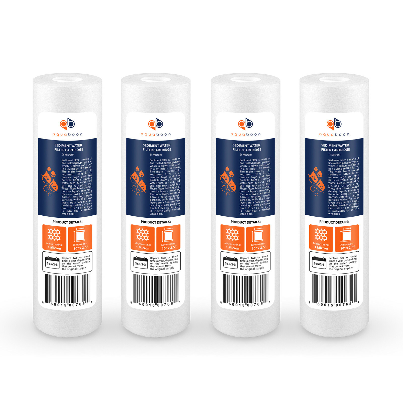 4 PACK of 1 Mic 10″ Sediment Water Filters For Any Standard RO Unit by Aquaboon
