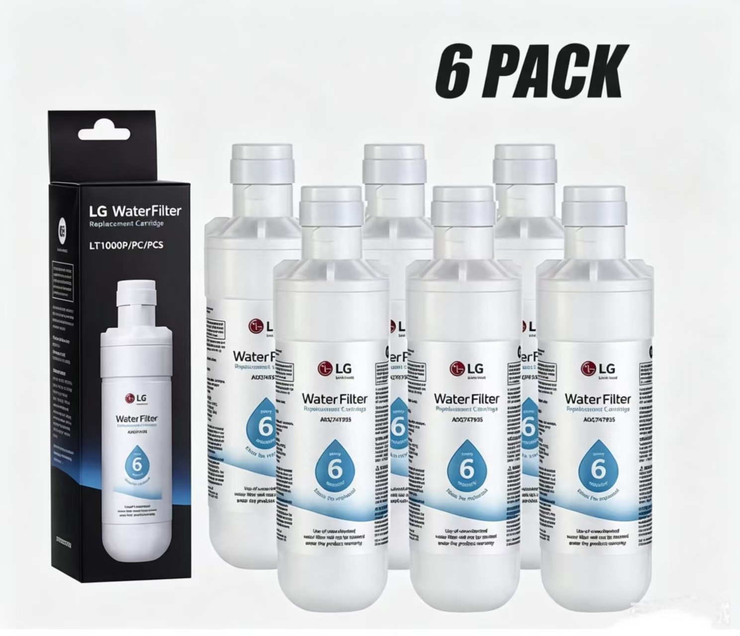 For LT1000P 6Month / 200Gal Capacity Replacement Refrigerator Water Filter 6PACK