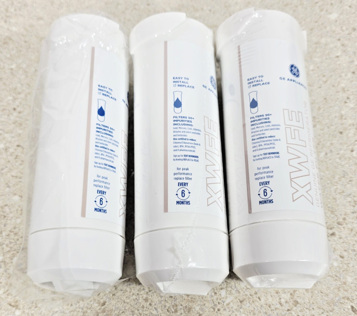 Lot Of 3 OEM GE XWFE Refrigerator Water Filter **NO RFID Chip** 2 Factory Sealed