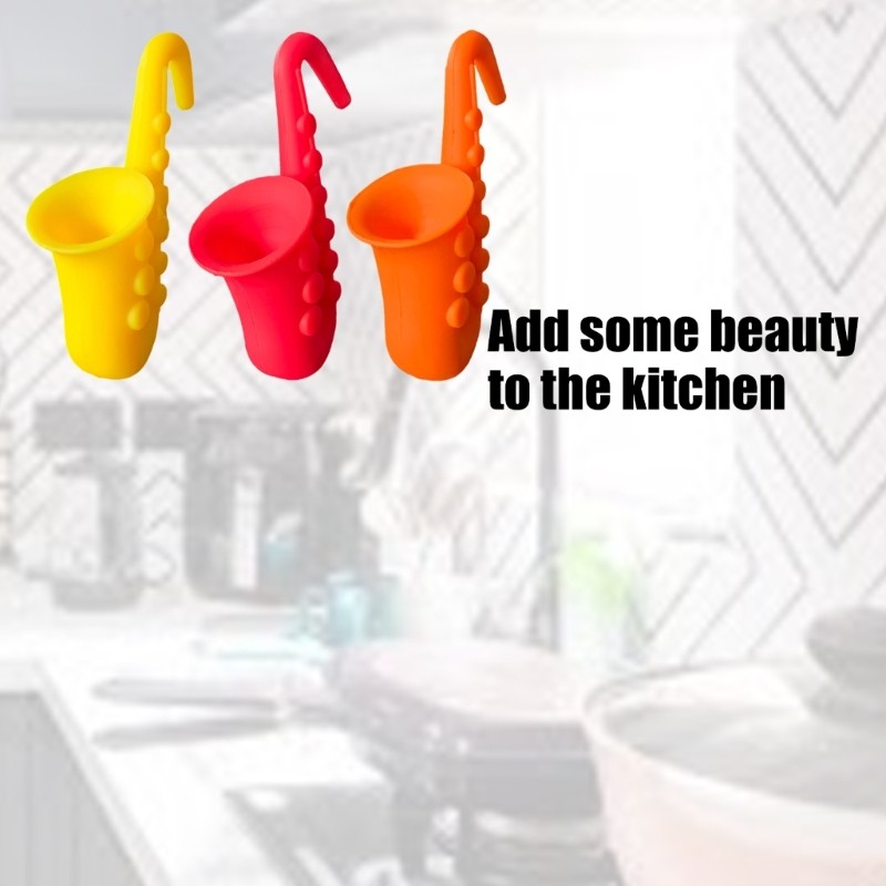 3Pcs Universal Silicones Pot Lid Lifter Saxophone Shape For Multiple Cookware