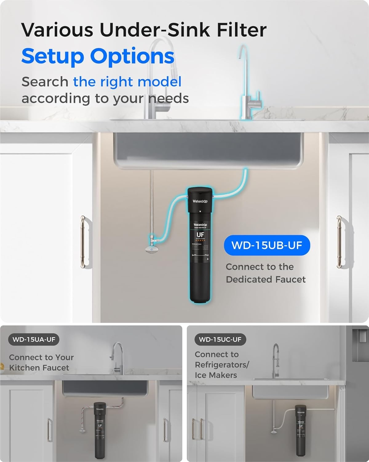 Waterdrop 15UB-UF Under Sink Water Filter System, 0.01 Micron Ultra Filtration